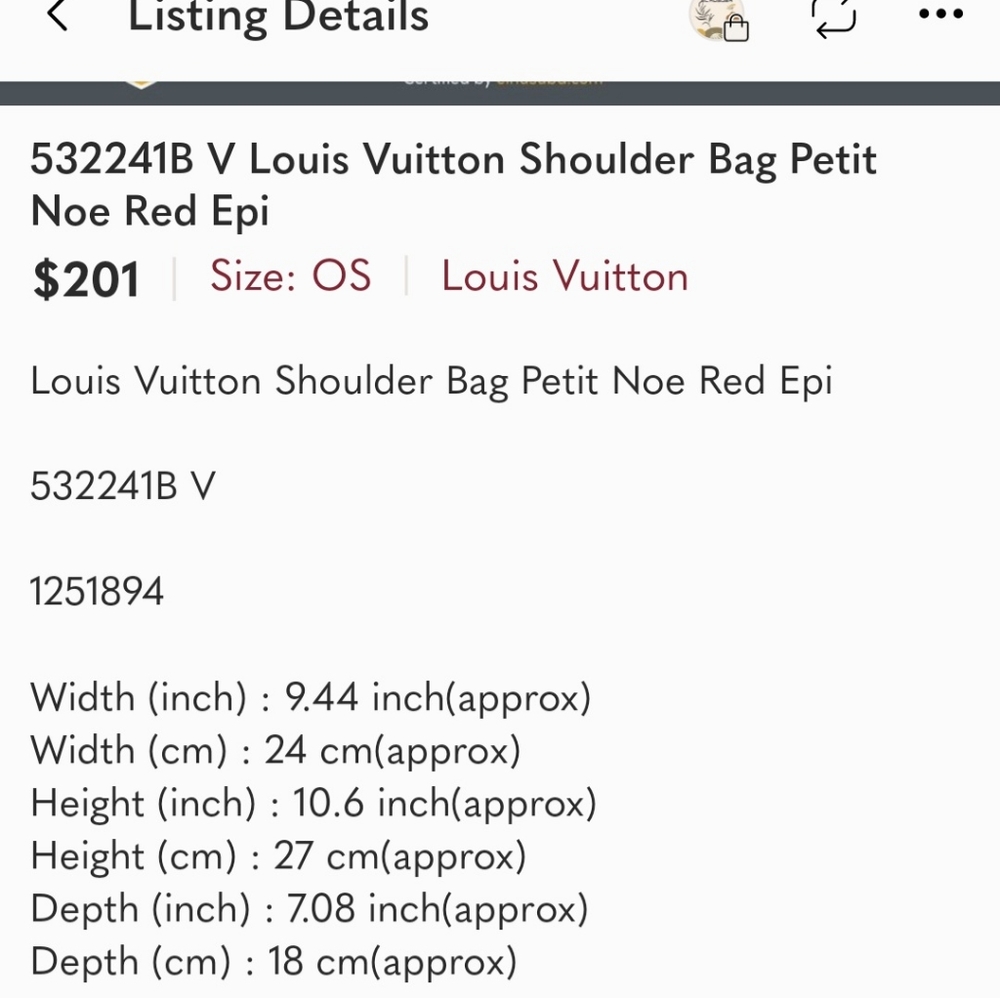 ReD 532241B V Louis Vuitton Shoulder Bag Petit Noe Red Epi - Picture 11 of 12